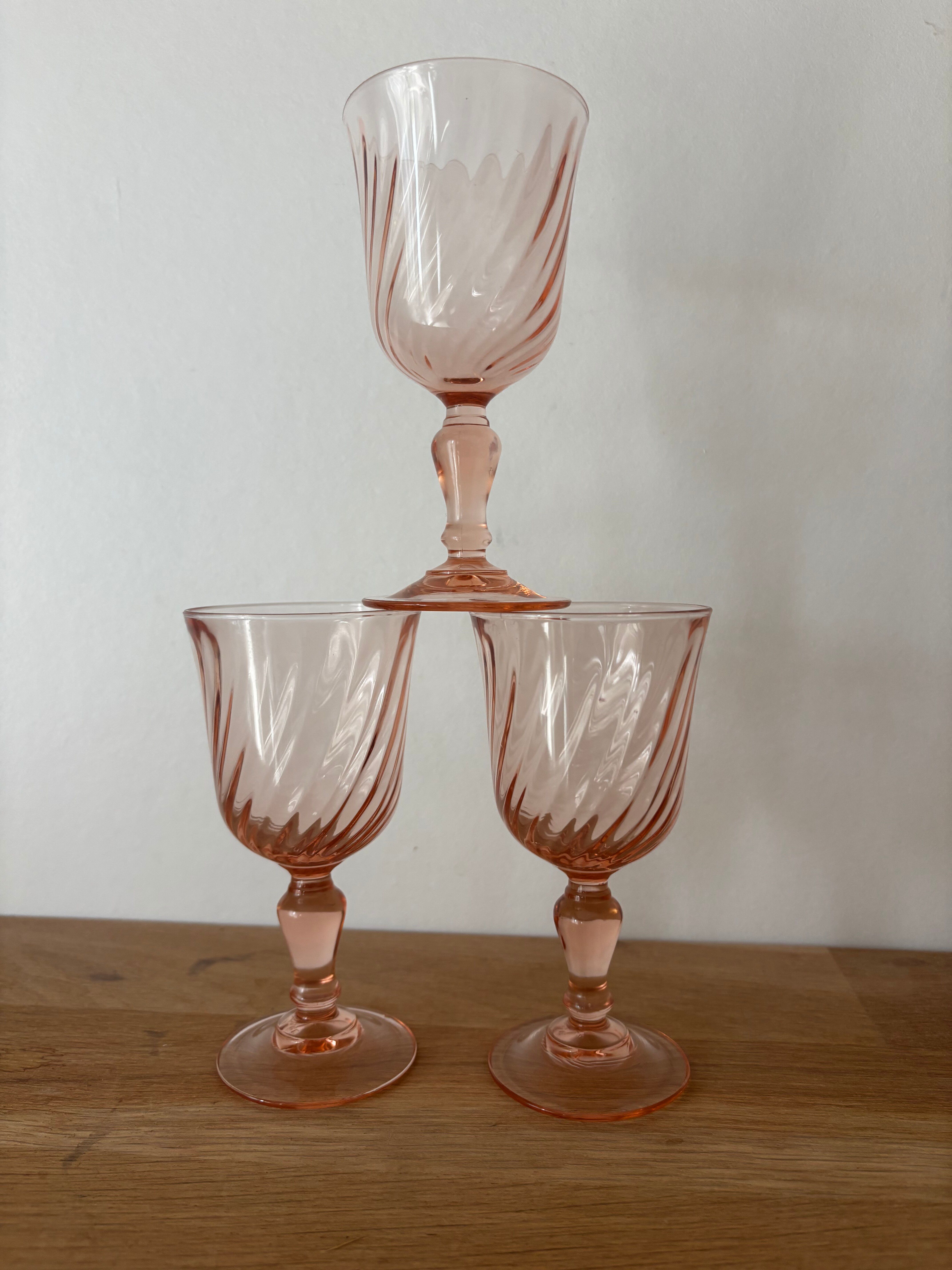 Vintage lot de 3 verres à vin Rosaline