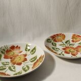 Set of 2 hollow plates Moulin des Loups - Ontario model - orange flowers