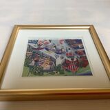 Lithograph illustration by Arvid Norendal of the market in Bergen.