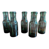 Lot de 5 bouteilles anciennes en verre vert olive