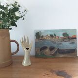 Painting seaside landscape