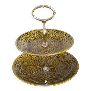 Cake stand, Gien earthenware servant, antique ceramic