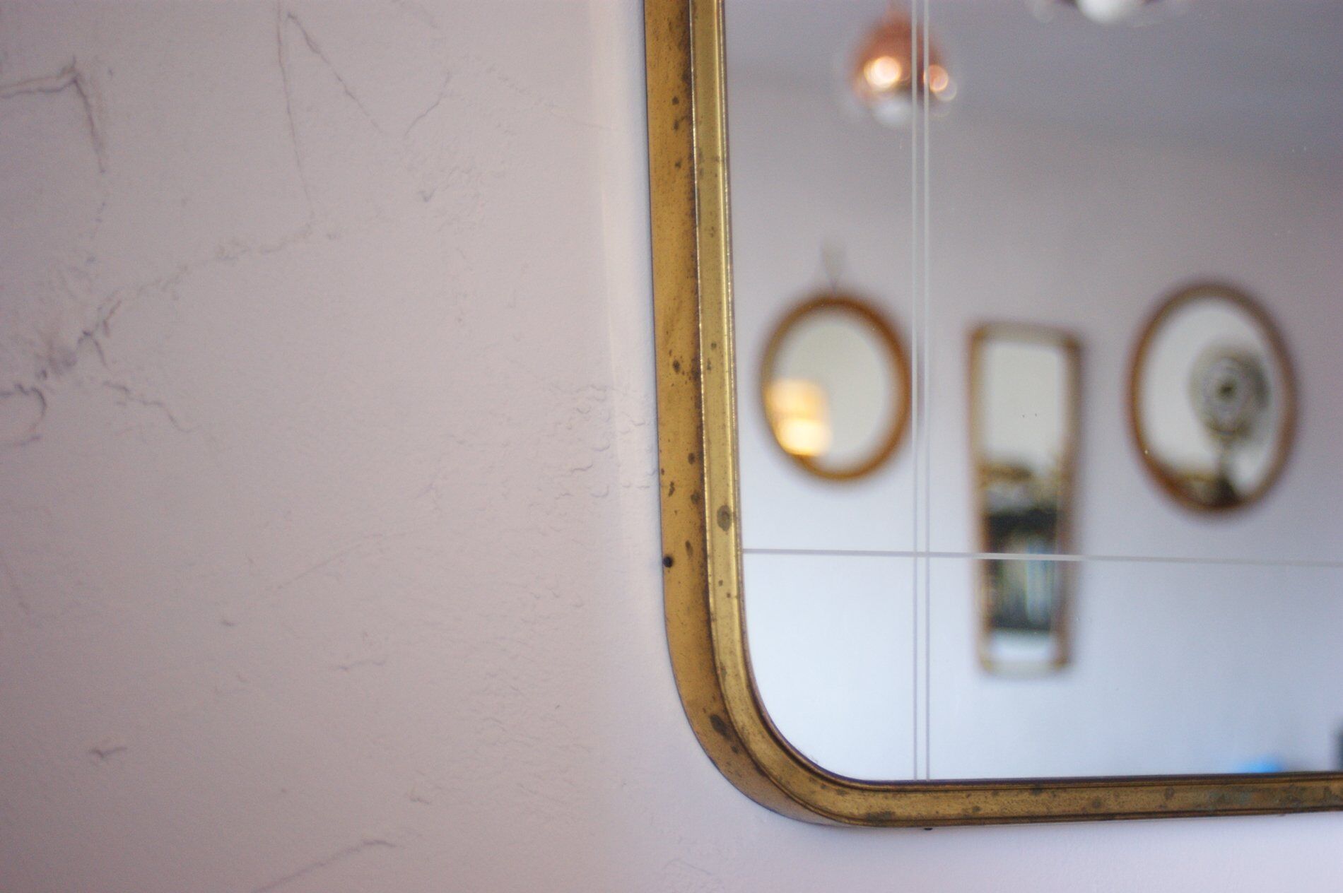 Miroir mural avec couronne en laiton de Münchner Zierspiegel