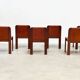 Set of six leather Italian dining chairs