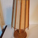 Bedside lamp wicker rattan 1960 1970