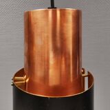 Hanging lamp in copper and black lacquered metal by Bent Karlby for Lyfa