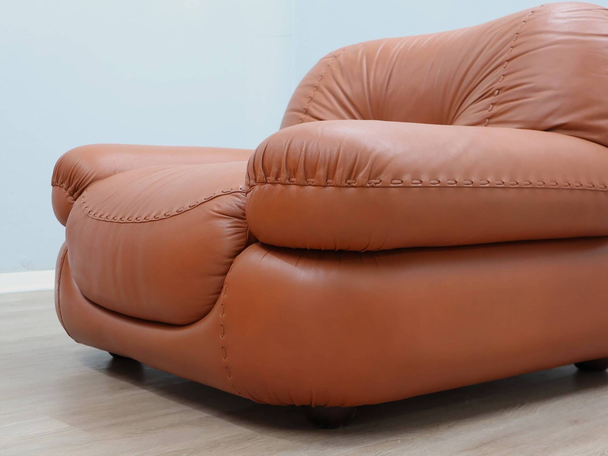 Sapporo cognac leather armchairs by Mobil GIRGI 1970s