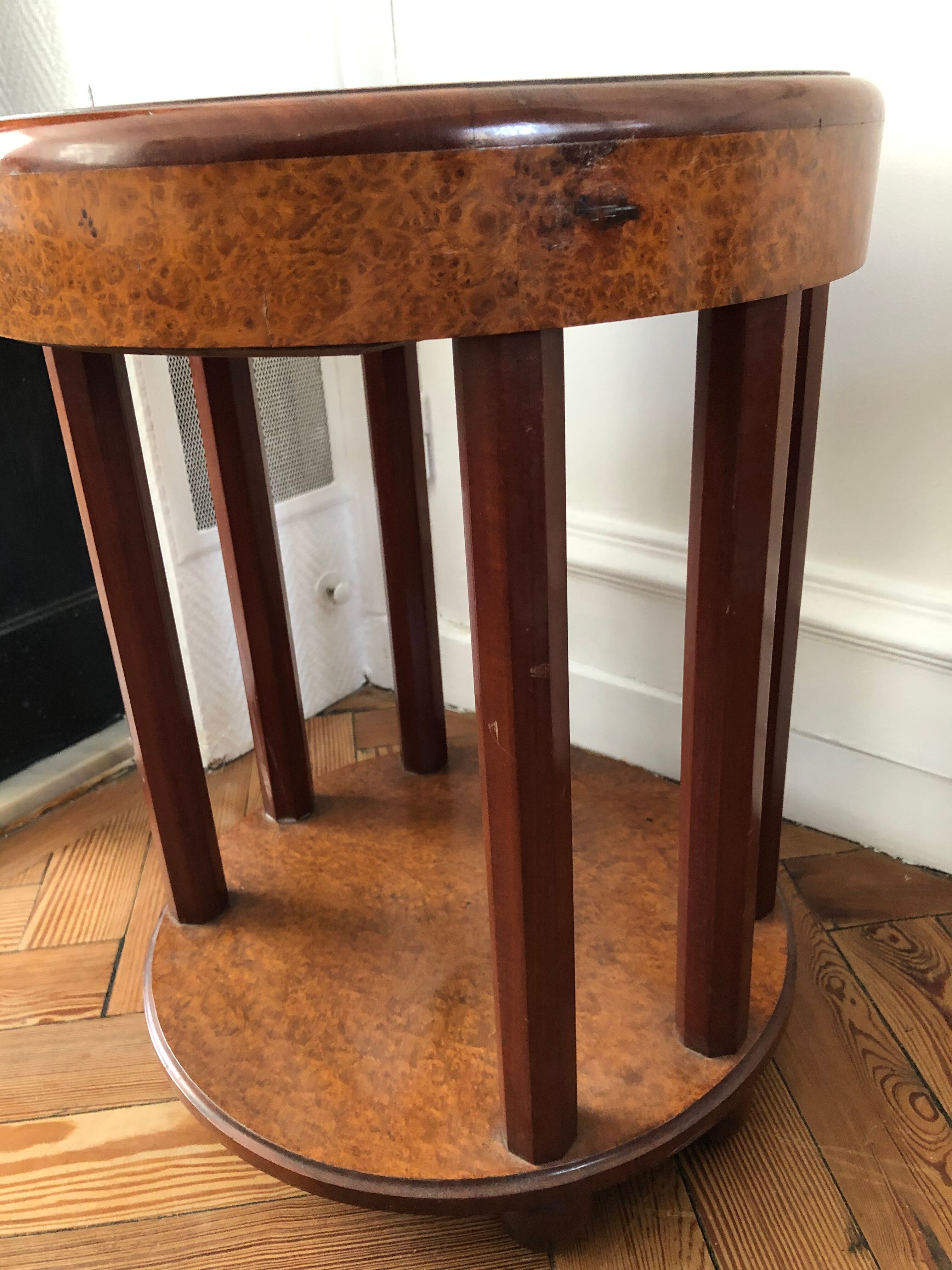 Pair of Art Deco bedside tables made of cedar magnifying glass