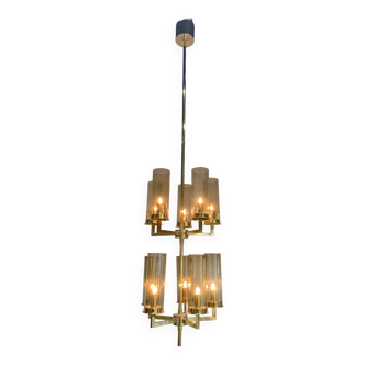 Brass and glass chandelier Sweden 1970