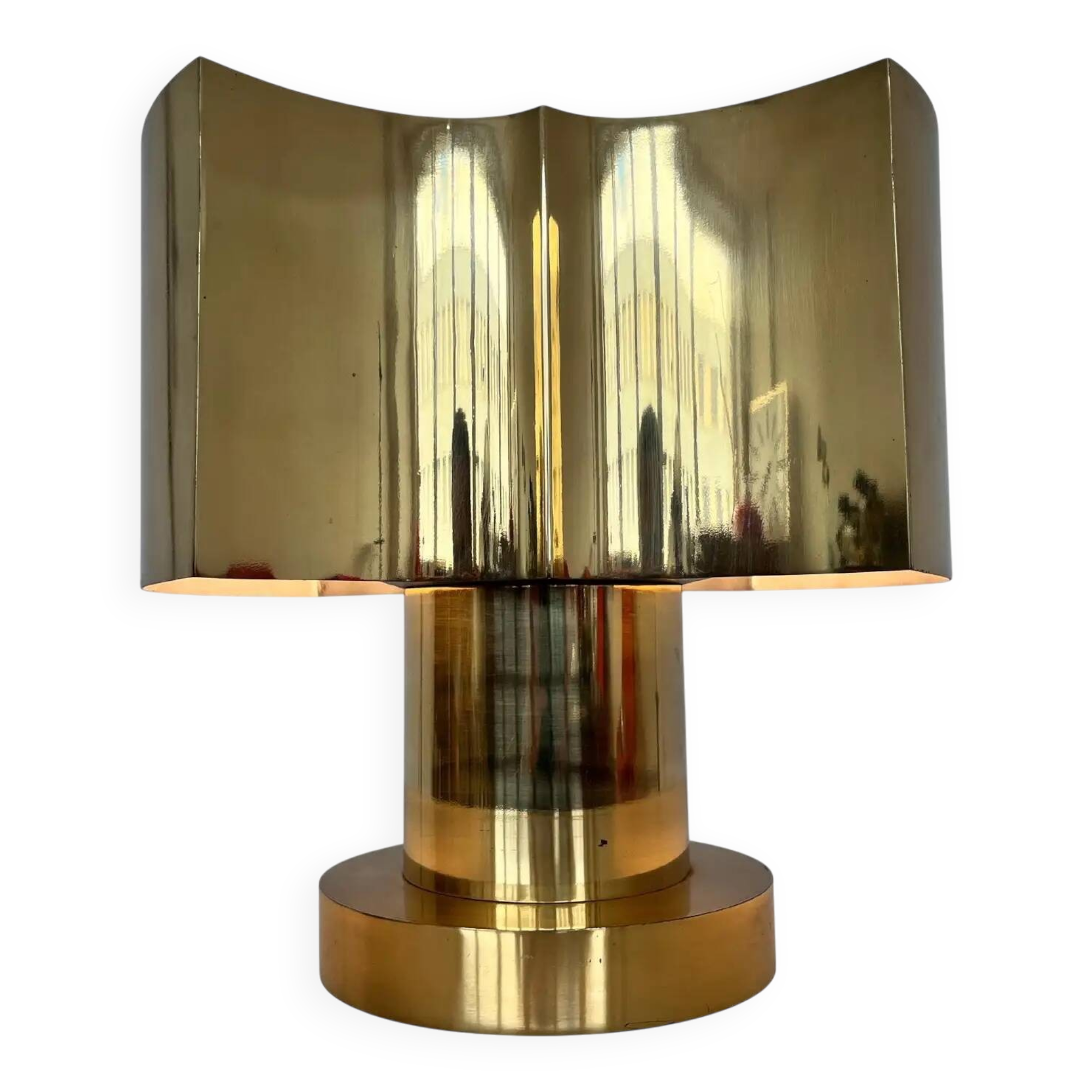 Big design brass table lamp - Czechoslovakia, 1980s