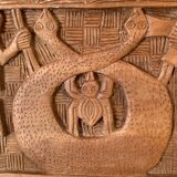 Bas relief African Art 20th century solid wood panel carved with Warriors