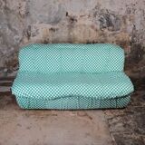 Large 2-seater sofa in checked fabric, France, 1980s