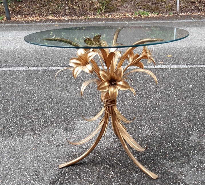 Gold metal side table 1970
