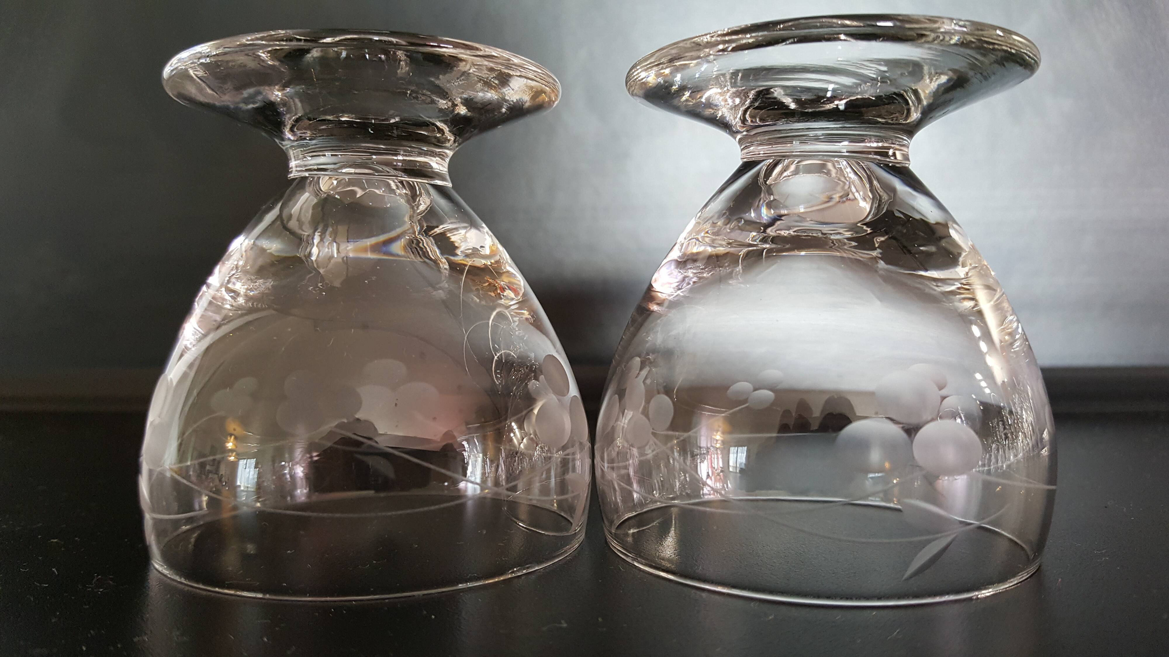 2 glasses blown and carved