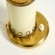 A beautiful, rare 1950s brass table lamp with one opal glass shade adorned