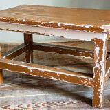 Vintage patinated solid wood side bench