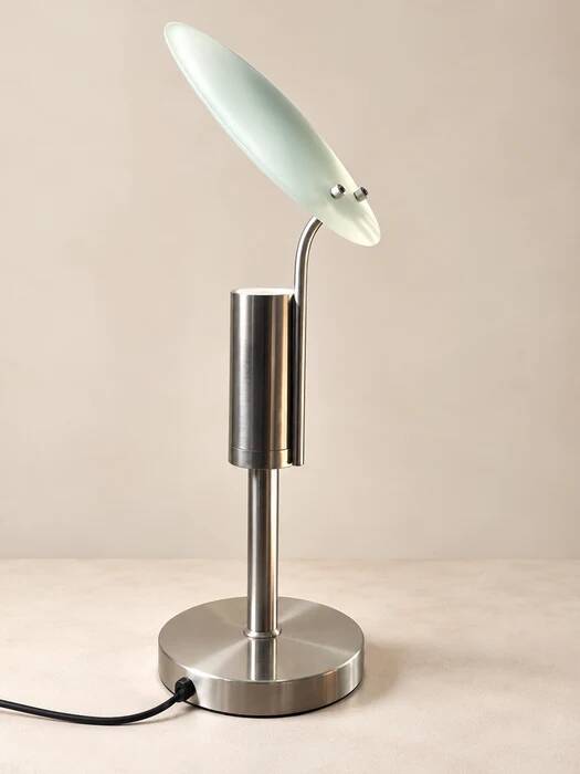 Adjustable frosted glass disc table lamp, France 1990s