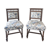 Pair of neo-Gothic English style chairs floral print