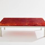 Marie-Claude De Fouquières orange fractal resin coffee table 1970