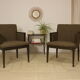 Pair of armchairs cube year 1960 fabric chiné brown color