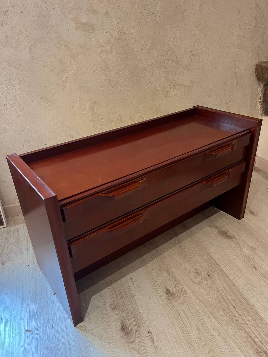 Scandinavian vintage low chest of drawers