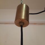 Three vintage suspension lamps, copper aluminum and glass