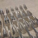 12 silver-plated metal snail forks by silversmith Noel Collet, shell design