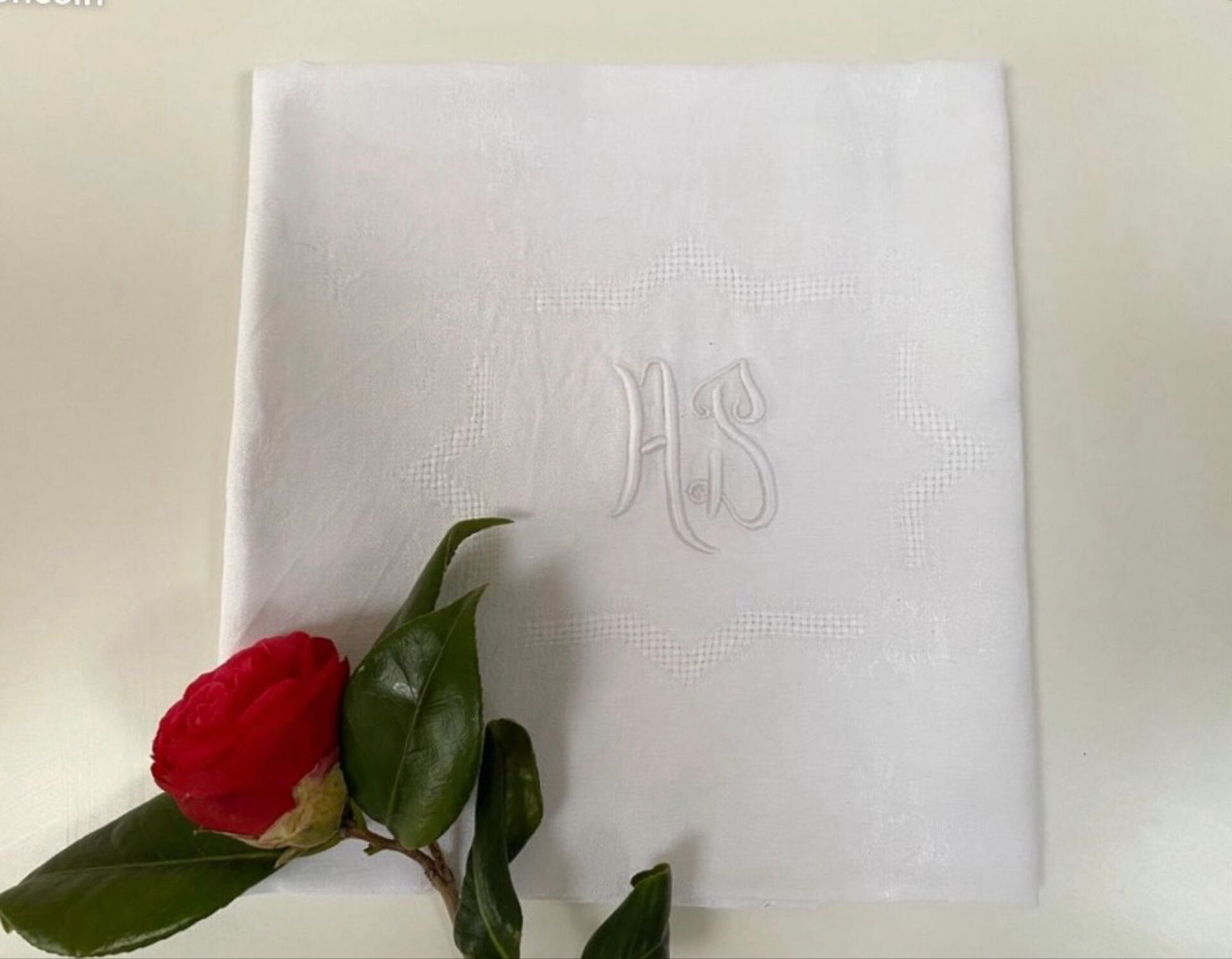 Serviette de table brodée Monogramme HS