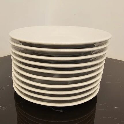 Set of 10 Pillivuyt white porcelain fondue plates