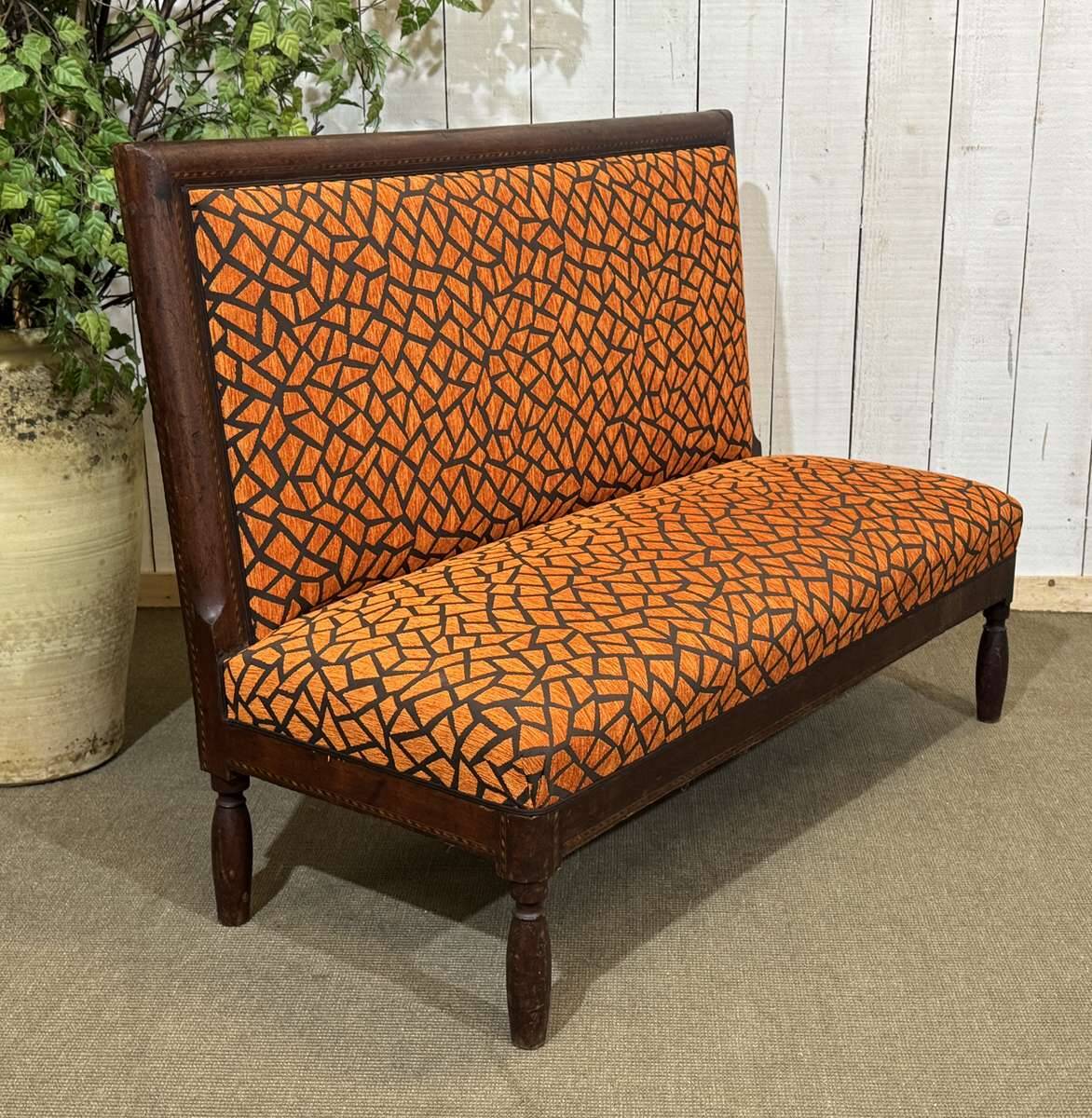 1930s bistro bench, upholstery and fabric completely redone.