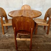 Large Scandinavian pine table - 6 chairs