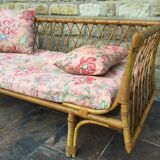 1950s rattan chaise longue sofa