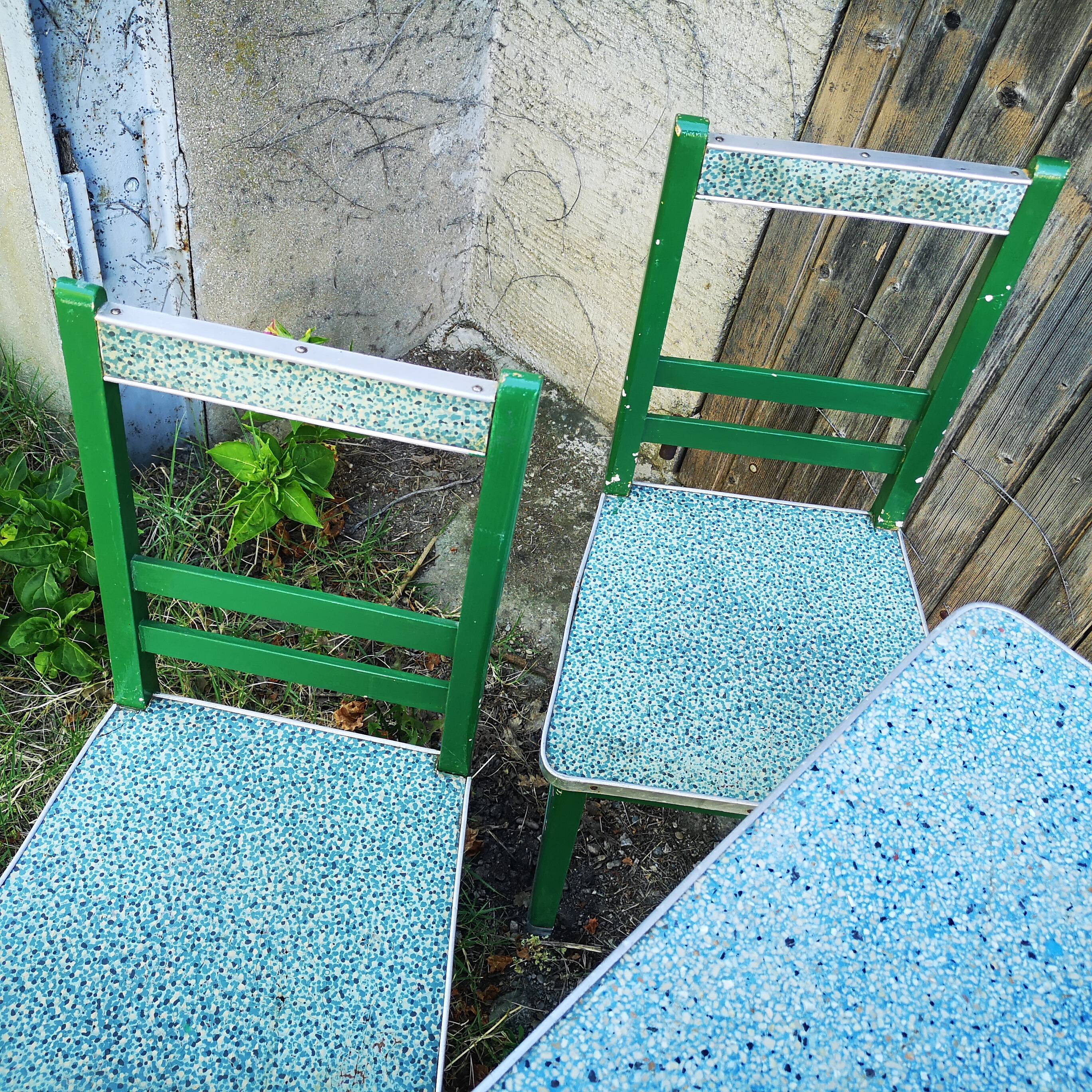 Kitchen table with 4 vintage chairs, 1950s