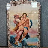Oeuvre en peinture sur céramique figurant une allégorie de l’amour vers 1900-1920