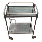 Dessert on wheels with removable tray in chrome metal and smoked glass