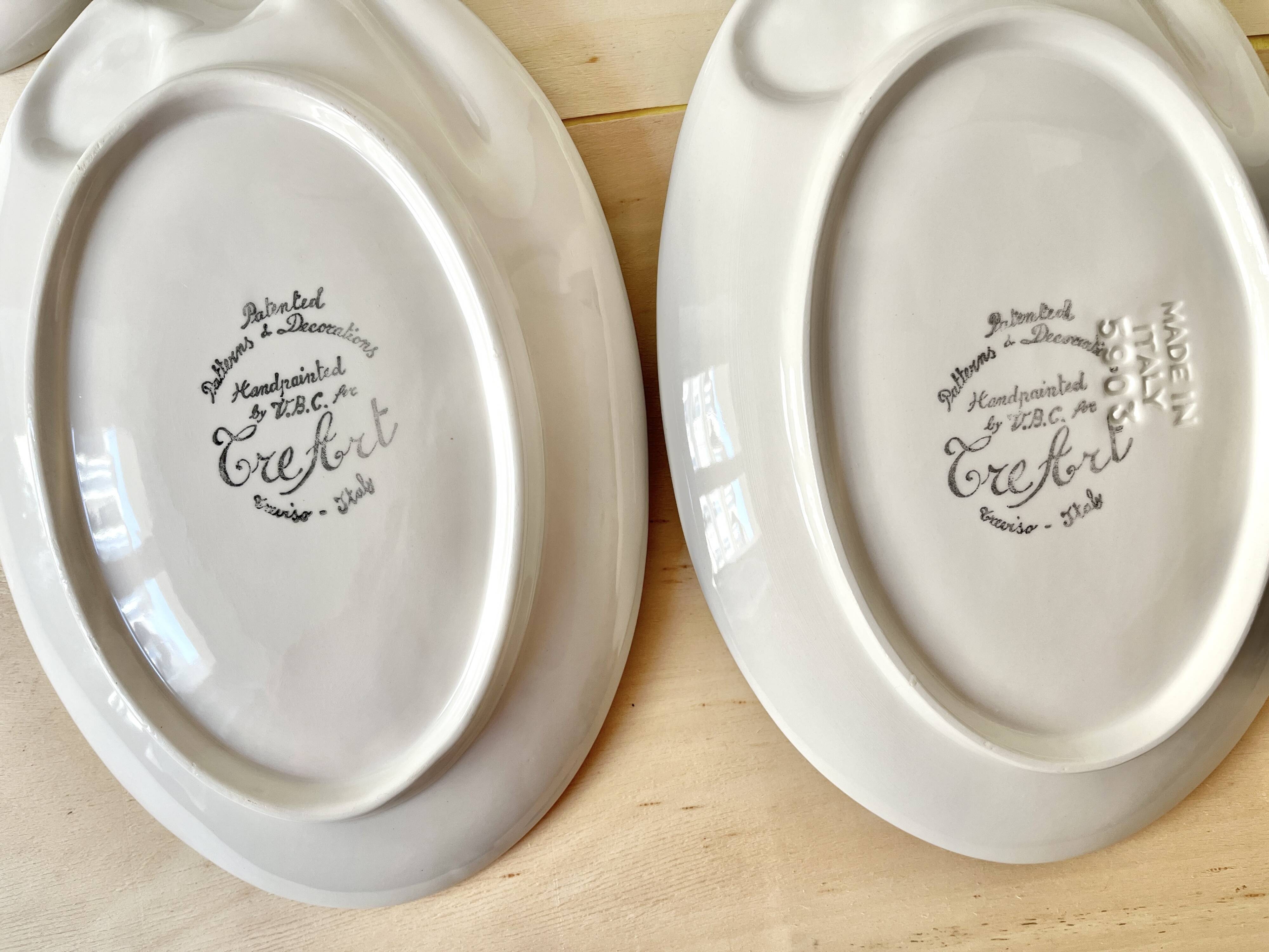 Vintage Italian majolica plates, seafood plates.