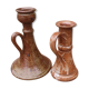 Duo de bougeoirs vintages en grès