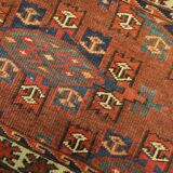 Antique Persian Turkmen Rug Handwoven Rust Wool Oriental Area Rug- 43x82cm