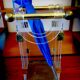 Umbrella stand in brass and clear lucite / plexiglass, 1960s