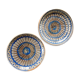 Pair of hand-painted hollow cup plates