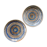 Pair of hand-painted hollow cup plates