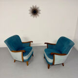Lot of 2 sculptural Danish design armchairs from the 1940s, vintage.
