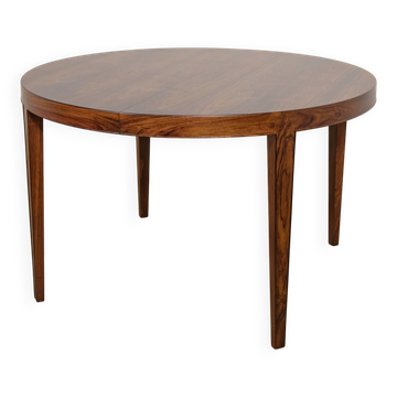 Mid-Century Round Rosewood Extending Dining Table by Severin Hansen for Haslev Møbelsnedkeri, Denmark, 1960s