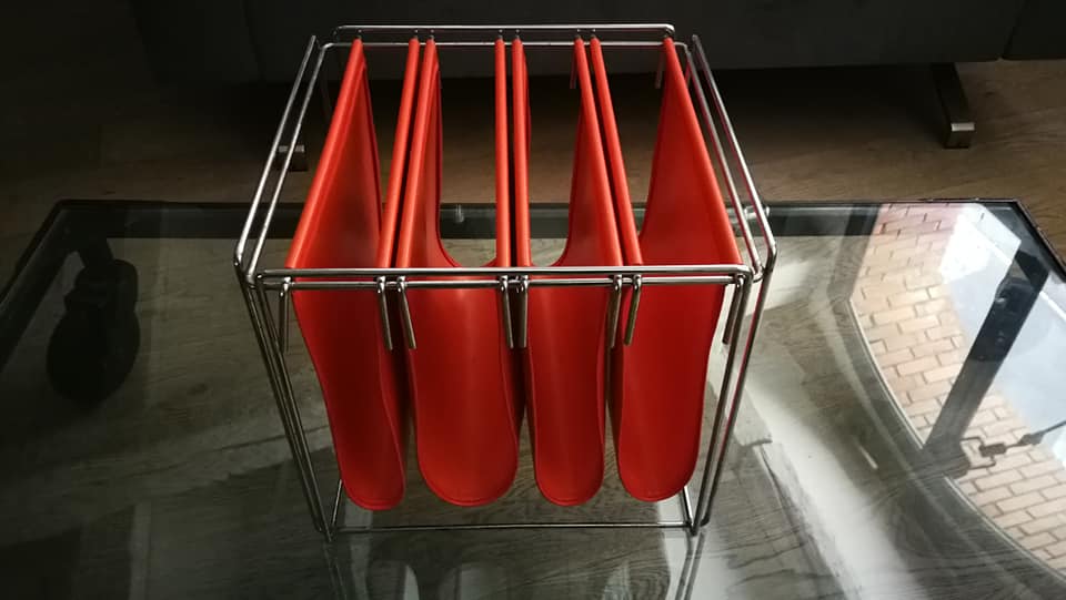 Gerard Rignault design magazine rack published by Group SA in the 70