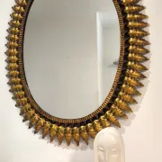 Vintage Sun Mirror in gold metal 1960s