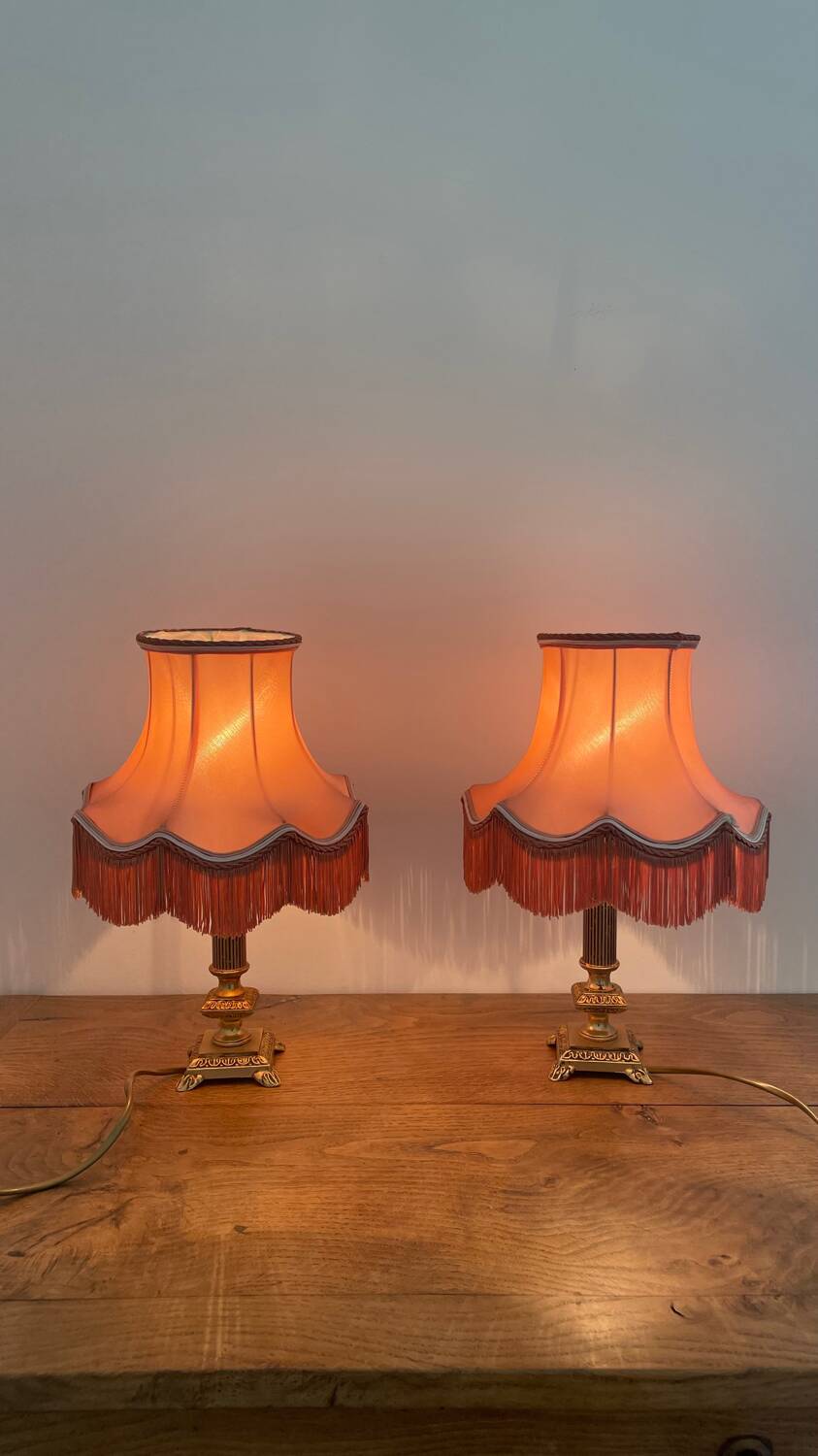 Pair of fringed lamps