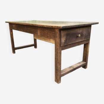 Antique oak farm table with 2 drawers.