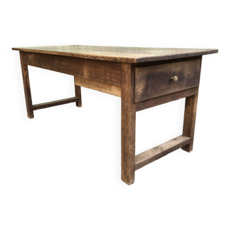Antique oak farm table with 2 drawers.