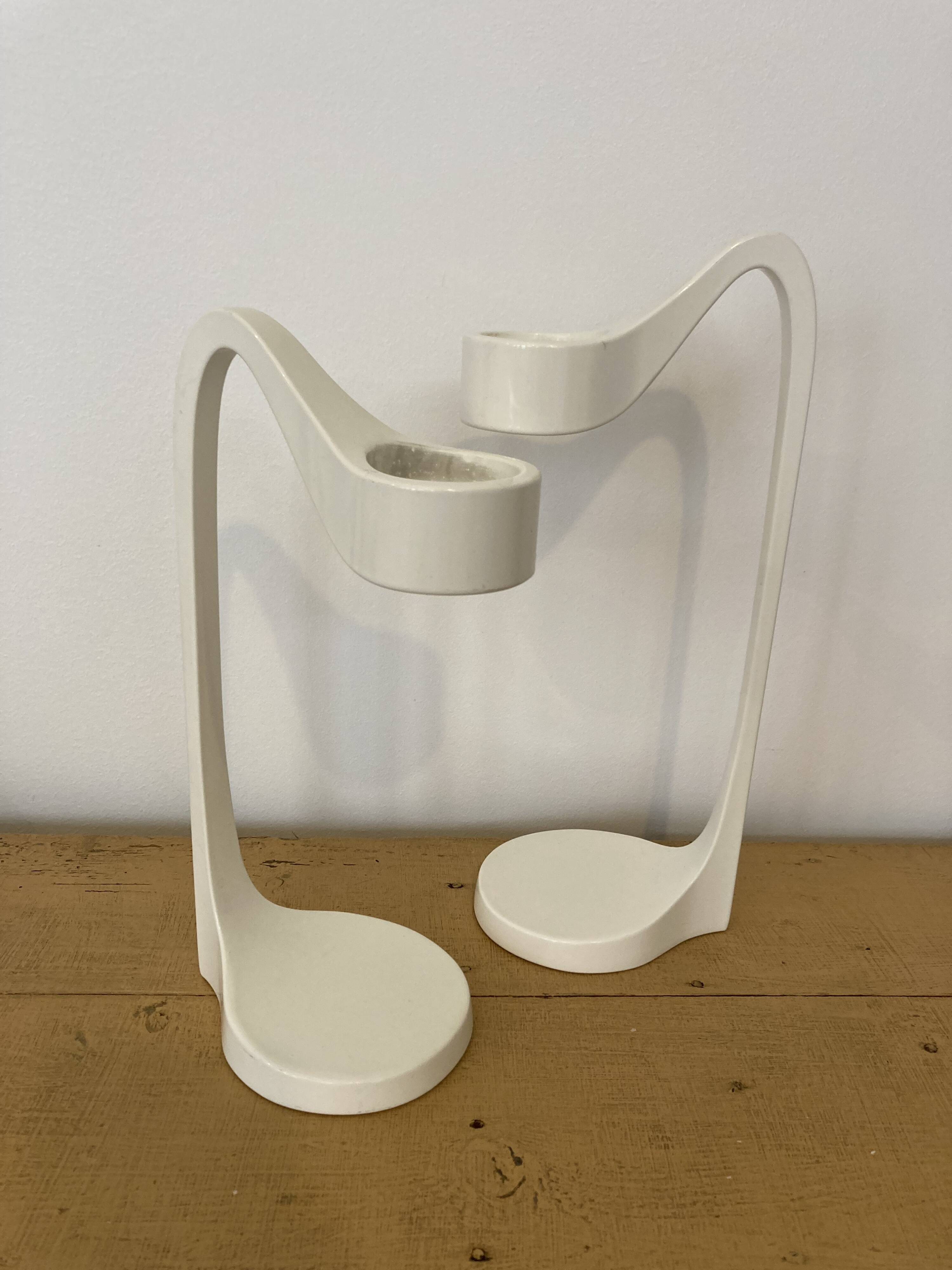 Pair of vintage Ikea Monika Mulder designer candlesticks