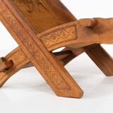 Pair of Folding Chair, Wood and Leather, Brazilian style